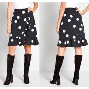 Modcloth Polka Dot Ruffle Pencil Skirt Women's Size 8 Precious!